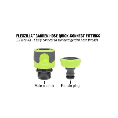 Flexzilla Quick-Connect Fittings 2Pc Coupler Plug Kit HFZGAK11